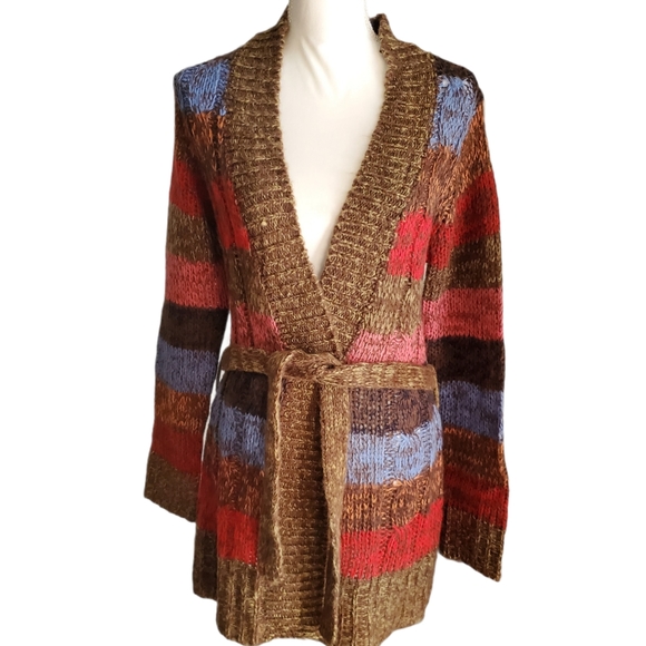 JohnPaulRichard Sweaters - NWT John Paul Richard Stripe Belted Long Cardigan